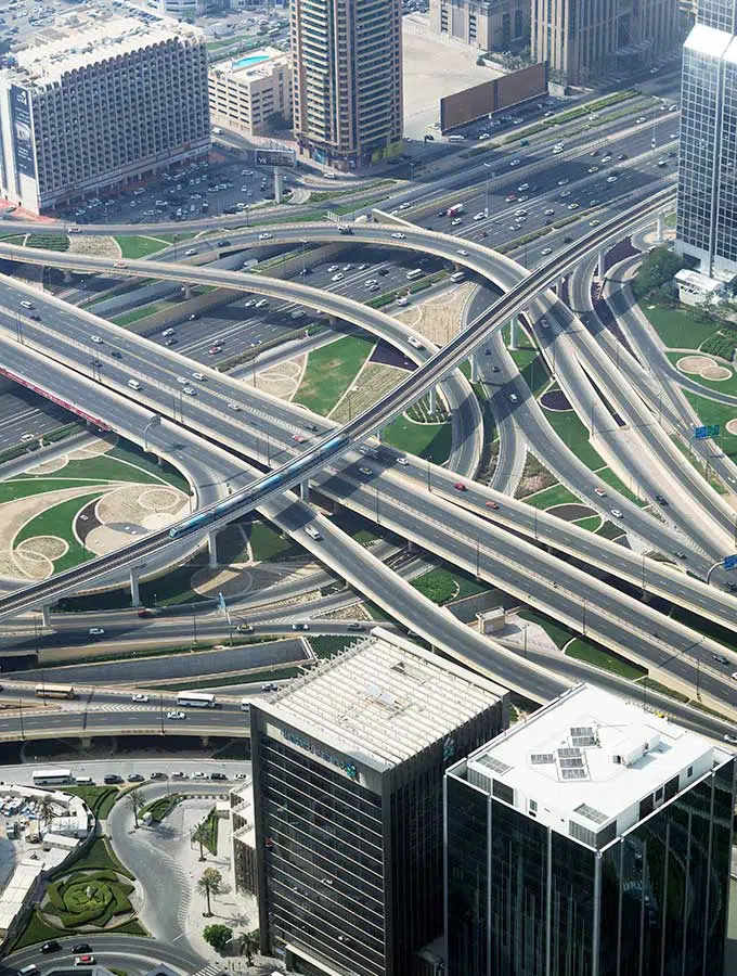 The freeways of Dubai from Burj Khalifa