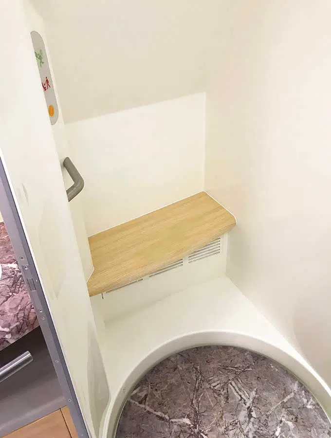 Emirates A380 first class bathroom shower spa bench