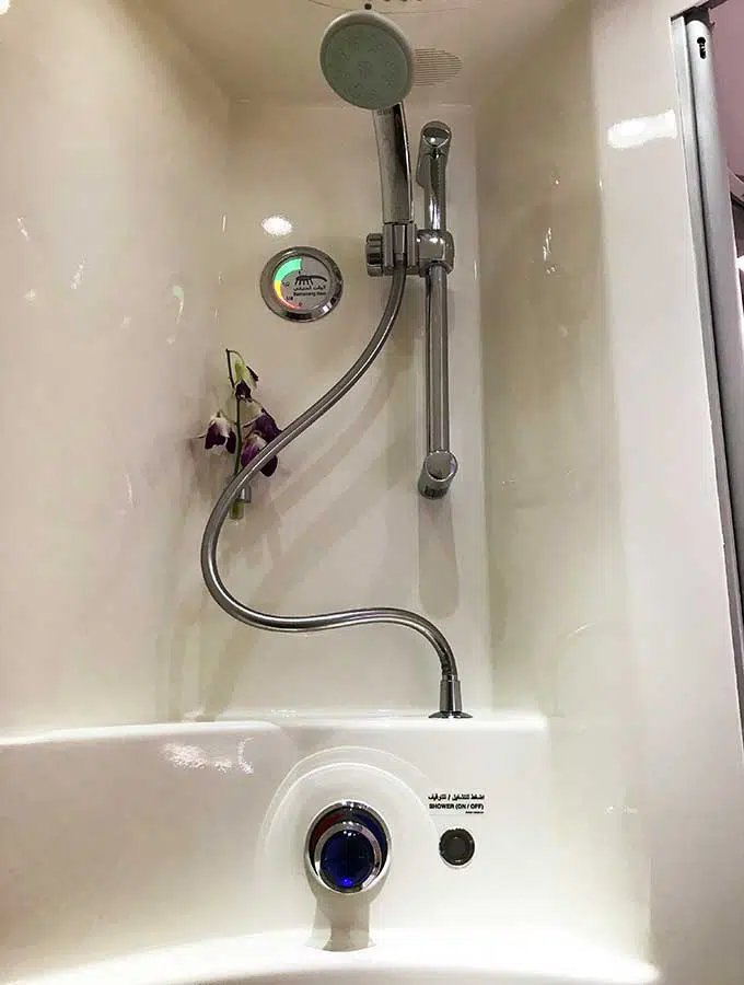 Emirates A380 first class bathroom shower