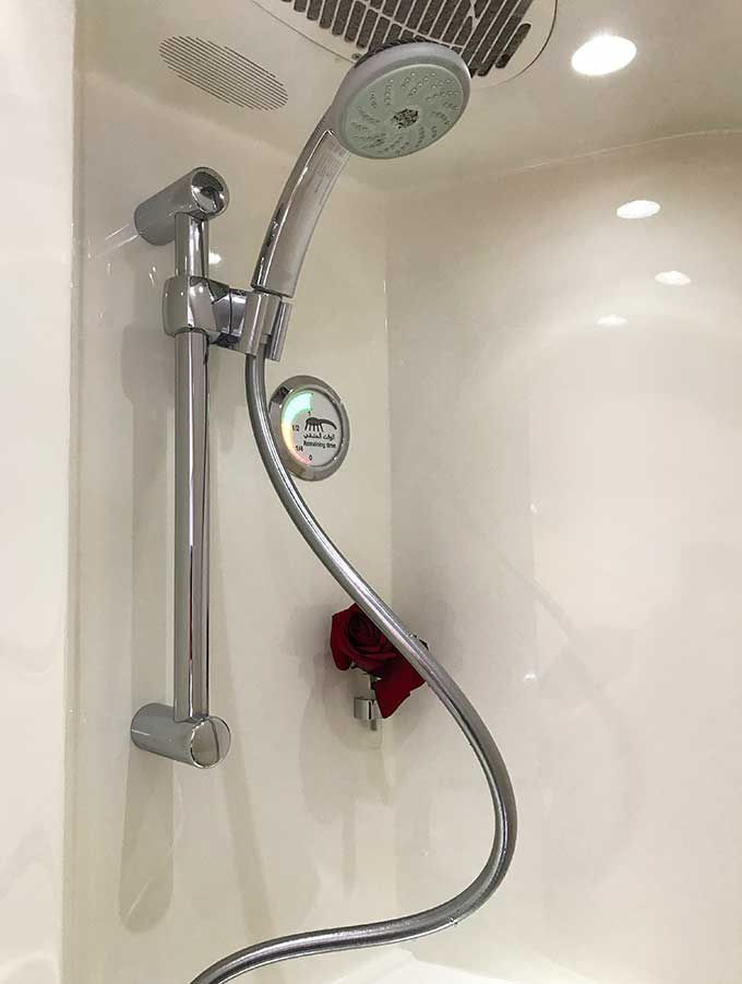 Emirates A380 first class bathroom shower spa shower