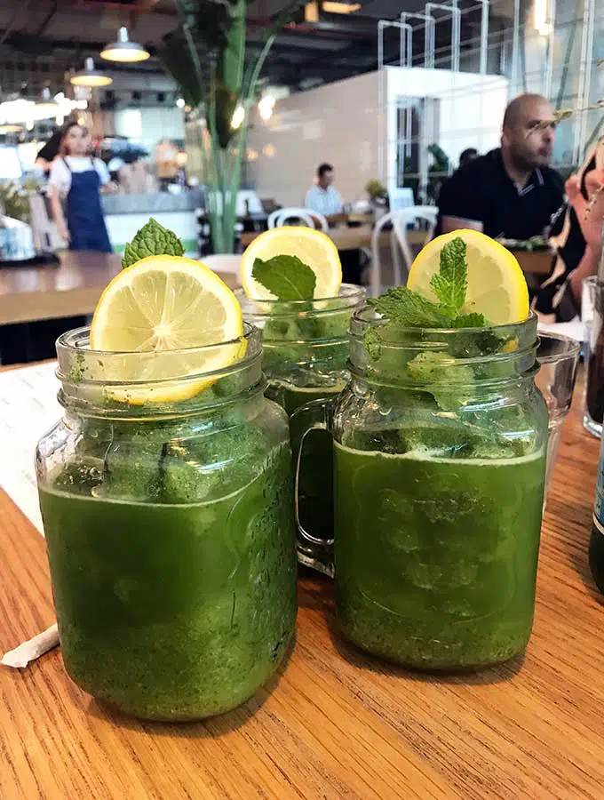 Frozen lemon and mint drinks at Tome & Serg Dubai