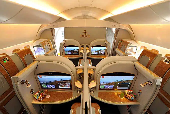 Emirates First Class Sydney to Bangkok first class cabin
