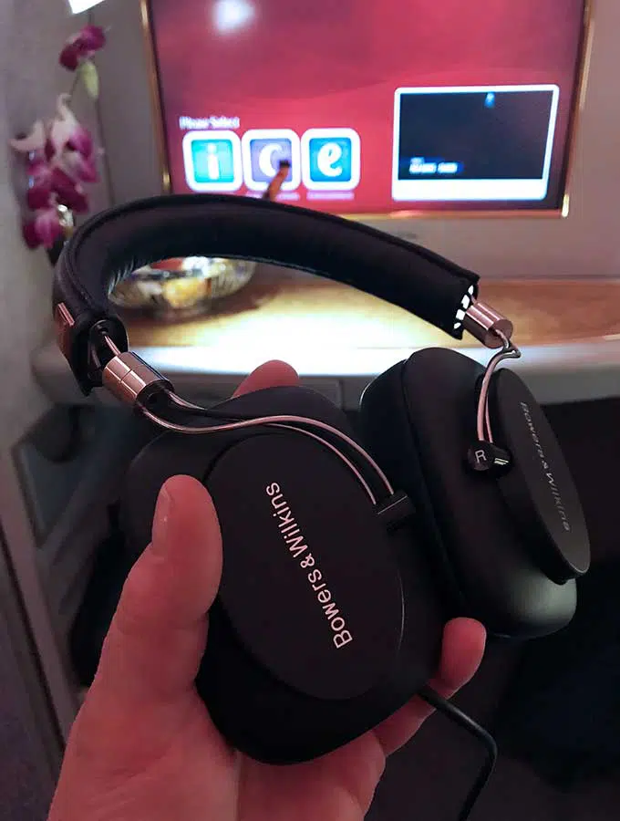 Emirates First Class Sydney to Bangkok headphones