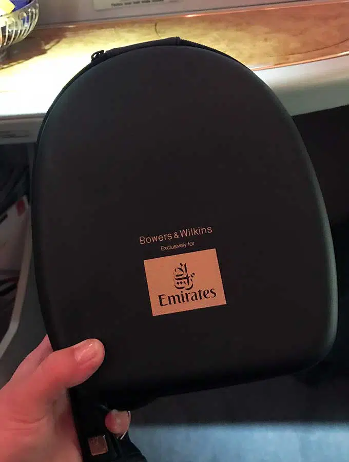 Emirates First Class Sydney to Bangkok first class headphone case