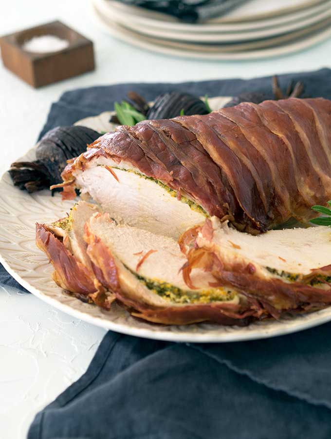 Prosciutto Wrapped Turkey Breast with Tarragon Citrus Butter - Belly ...