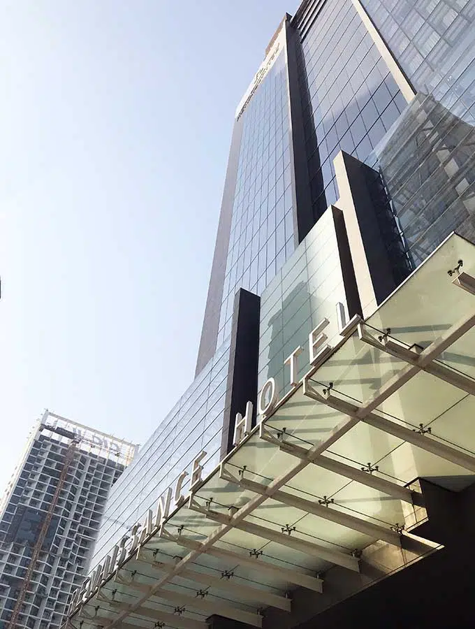 Renaissance Downtown Hotel exterior looking up at the sky