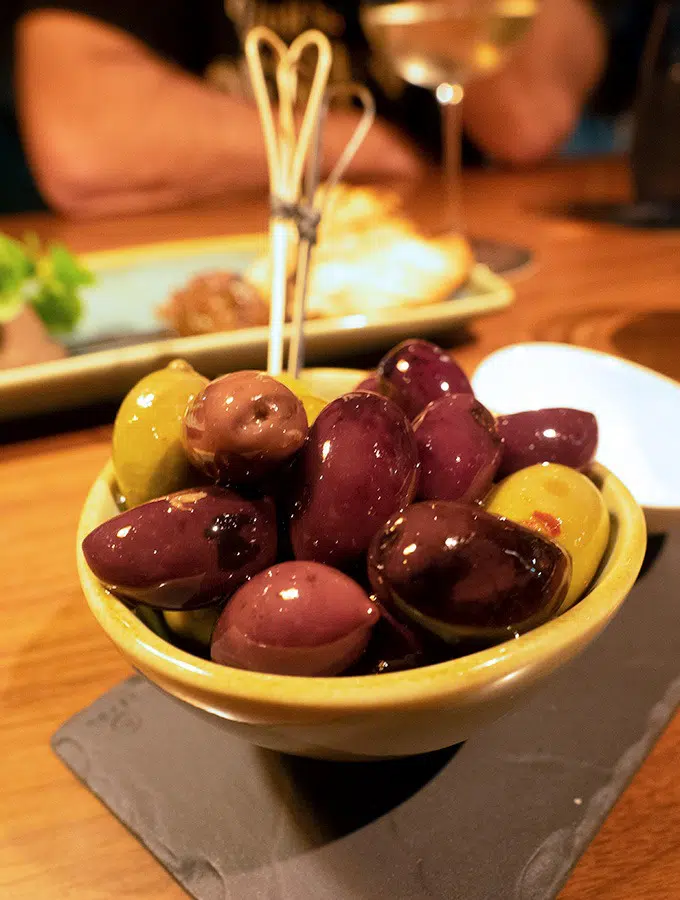 mixed olives in a small bowl