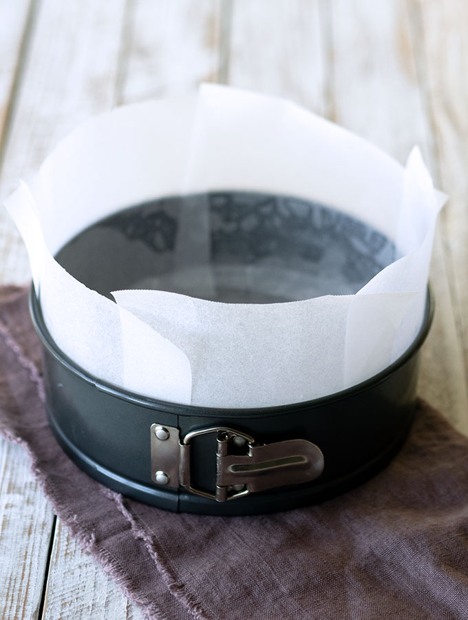 21cm springform cake tin lined with baking paper
