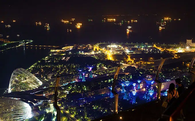 view of singapore from 57th floor of marina bay sands