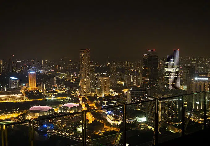 view of singapore from 57th floor of marina bay sands