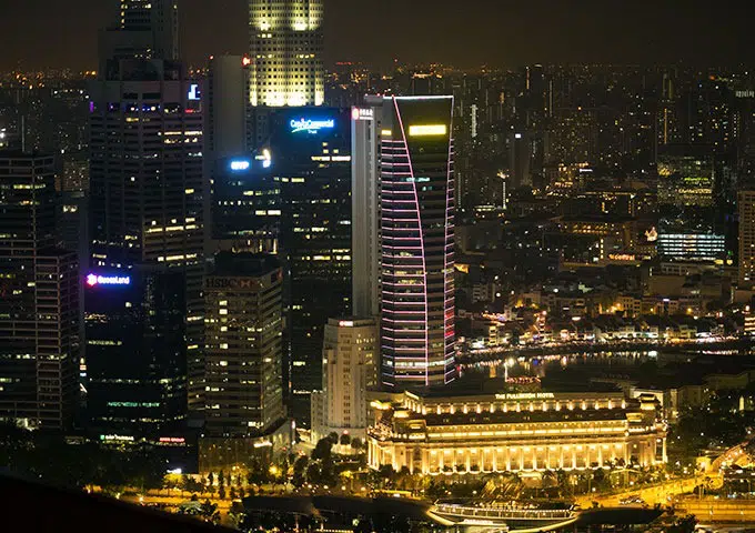 view of singapore from 57th floor of marina bay sands