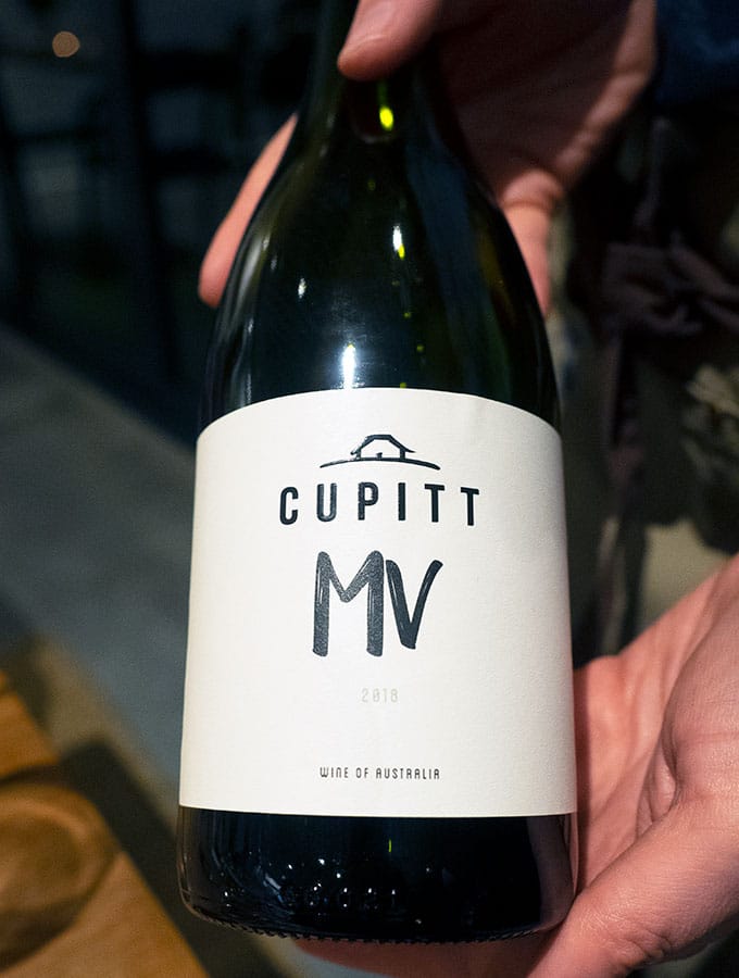 bottle of cupitt MV at bangalay dining