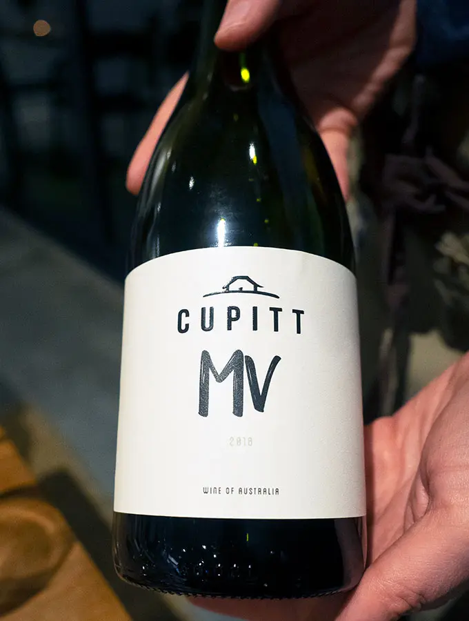 bottle of cupitt MV at bangalay dining