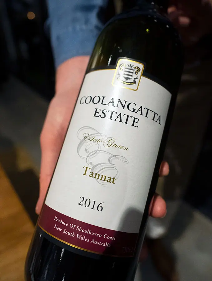 bottle of coolangatta estate tinnat at bangalay dining