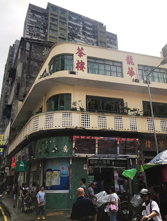 Long Va Tea House in Macao external view of the building