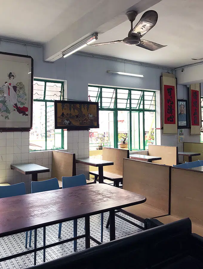 Long Va Tea House in Macao - tables and chairs in the restaurant