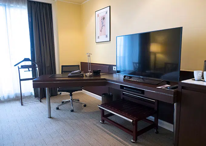 desk and television