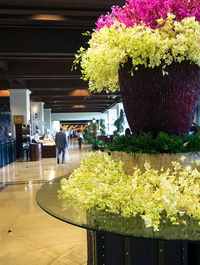 flowers on a table at Sofitel Philippine Plaza Manila