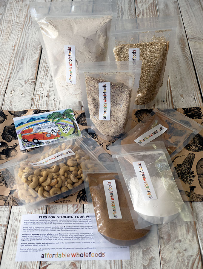 various produces in plastic zip lock bags from Affordable Wholefoods