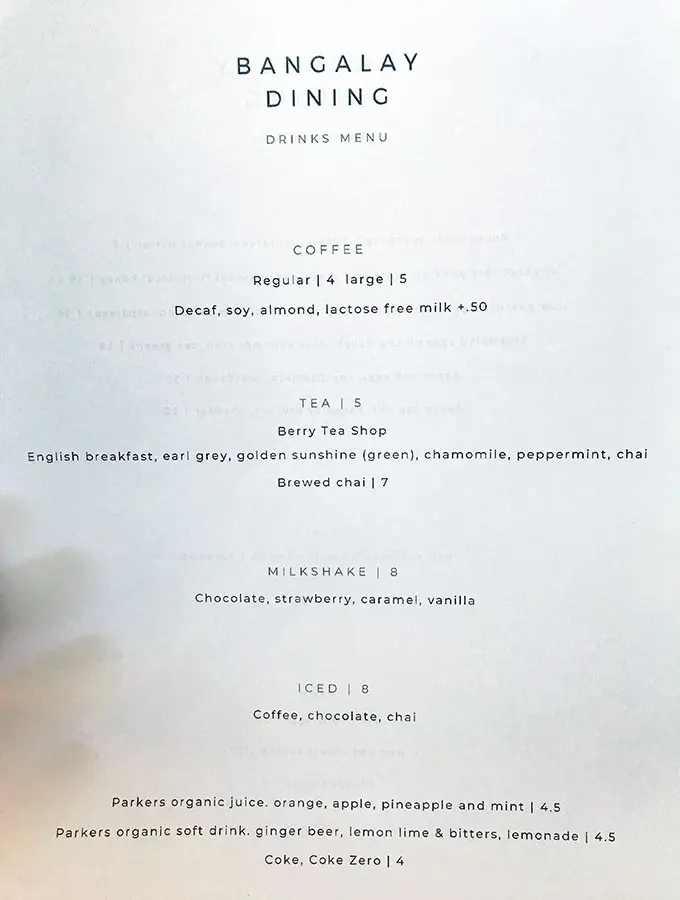 restaurant menu