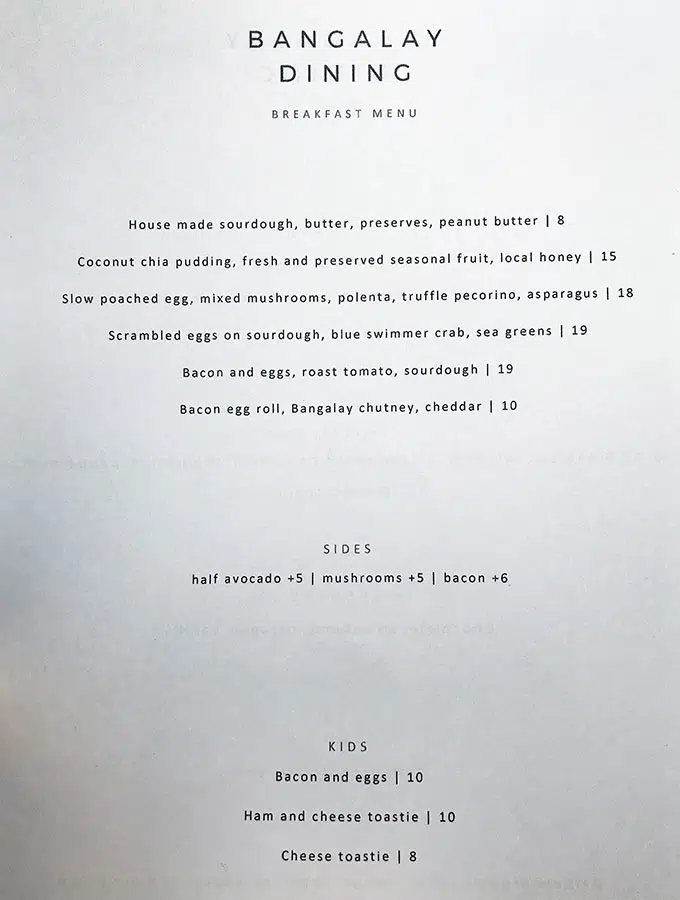 restaurant menu