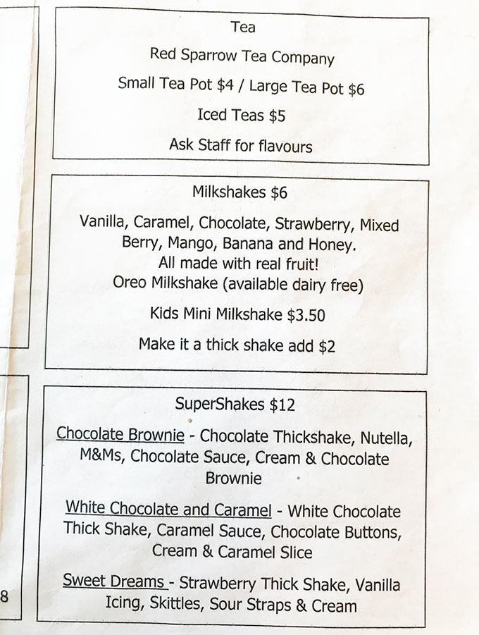 photo of menu