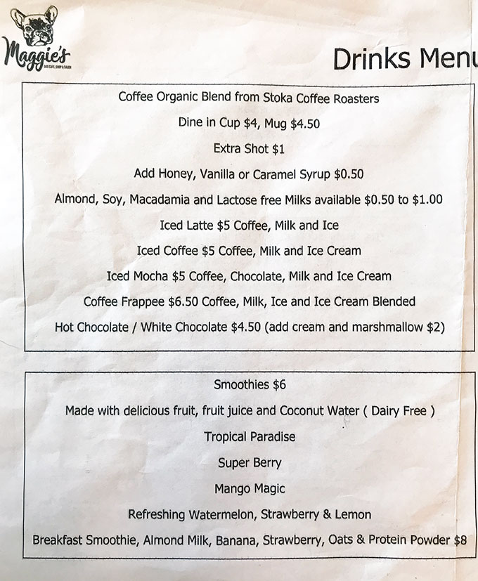 photo of menu