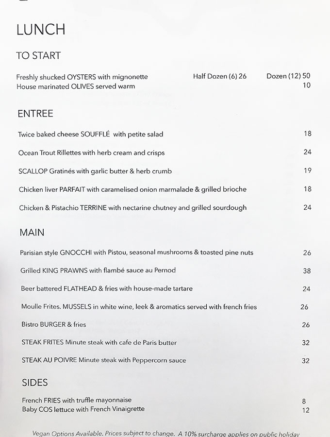 wine menu for Queen Street Eatery in Berry
