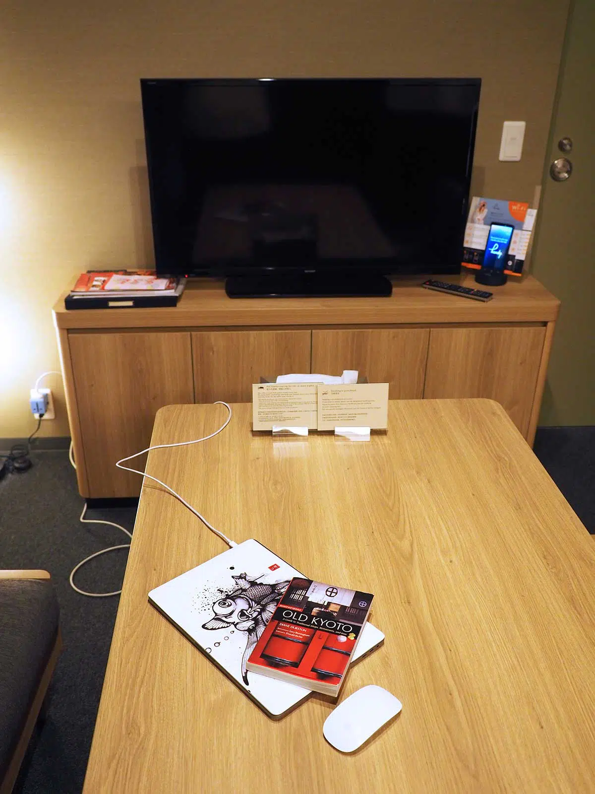 table in lounge area in front of tv