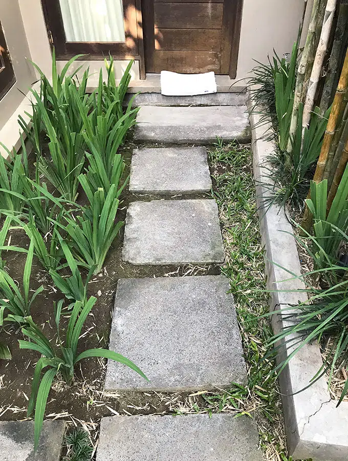 flagstone steps to main bedroom door