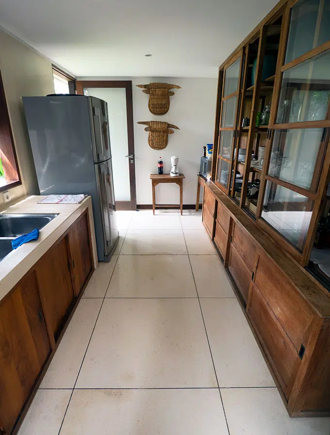 long kitchen at villa amore seminyak bali