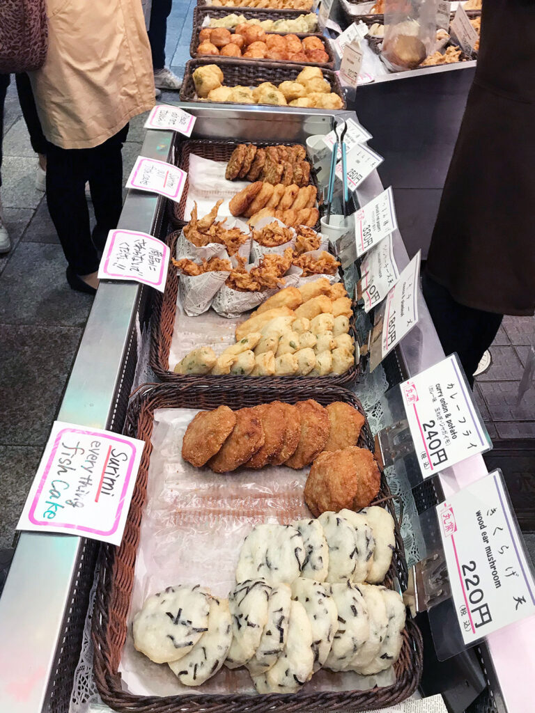 various fried foods ready to buy and eat