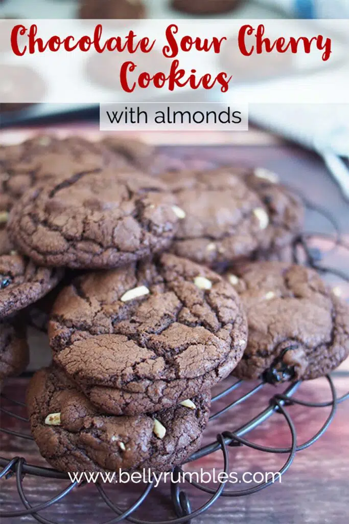 a pile of chocolate cookies on a serving rack