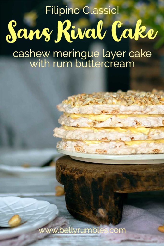 sans rival cake with text for pinterest pin