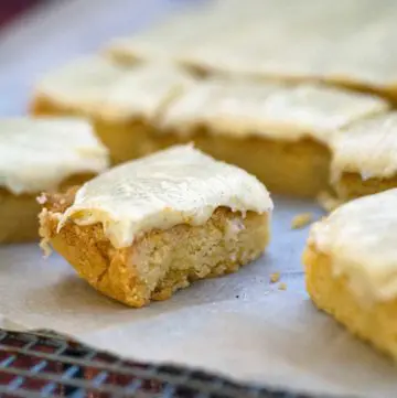 several slices of vanilla slice on top of parchment paper