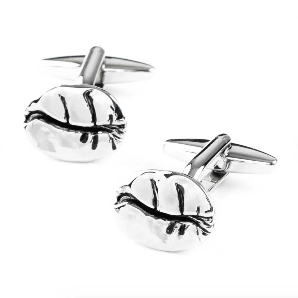 silver coffee bean cufflinks