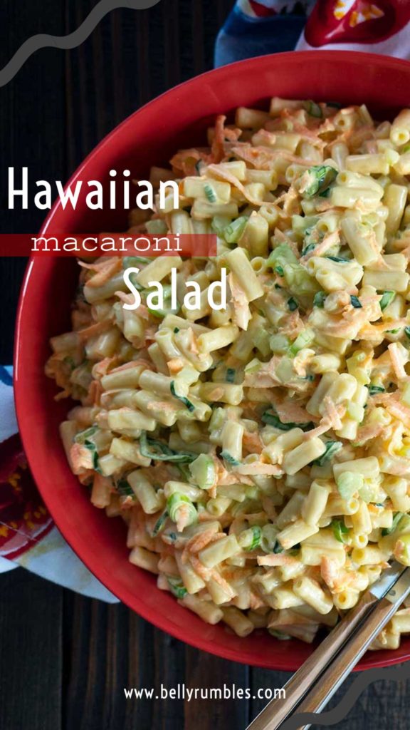 pinterest pin for hawaiian macaroni salad recipe