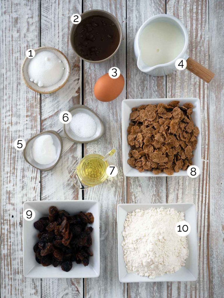 ingredients for raisin bran muffins