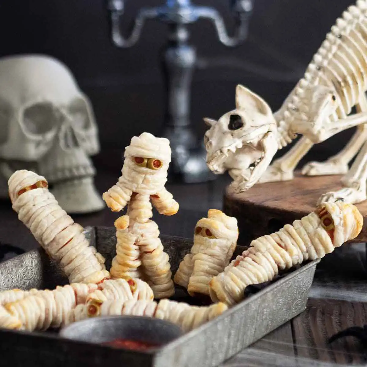 halloween hot dog mummies recipe image