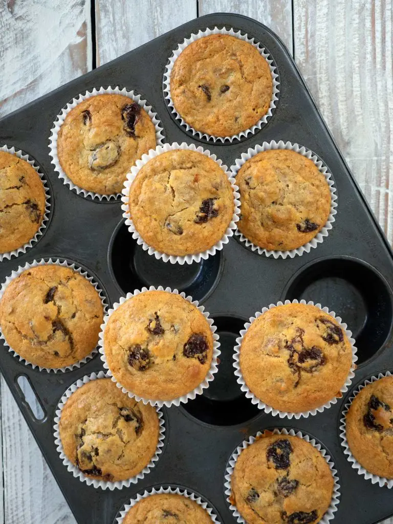 muffins in a muffin tin, above view