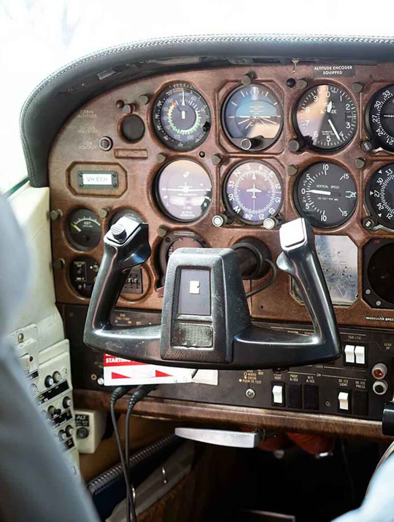 controls in a cockpit