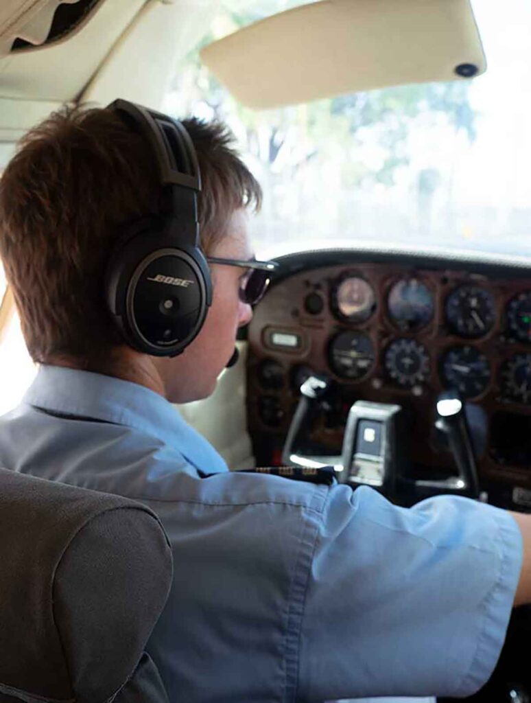 pilot in cockpit