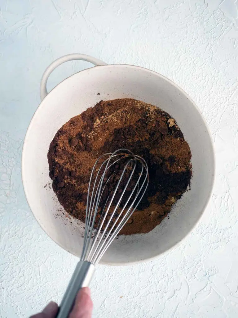 whisking ingredients in a bowl