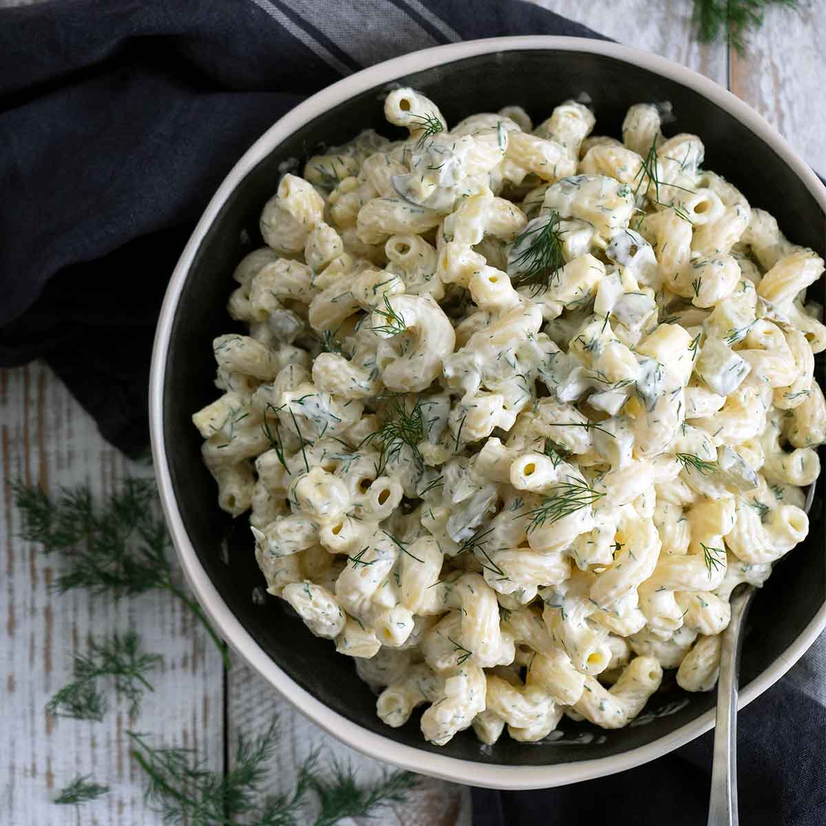 Unusual but Tasty Dill Pickle Pasta Salad - Belly Rumbles