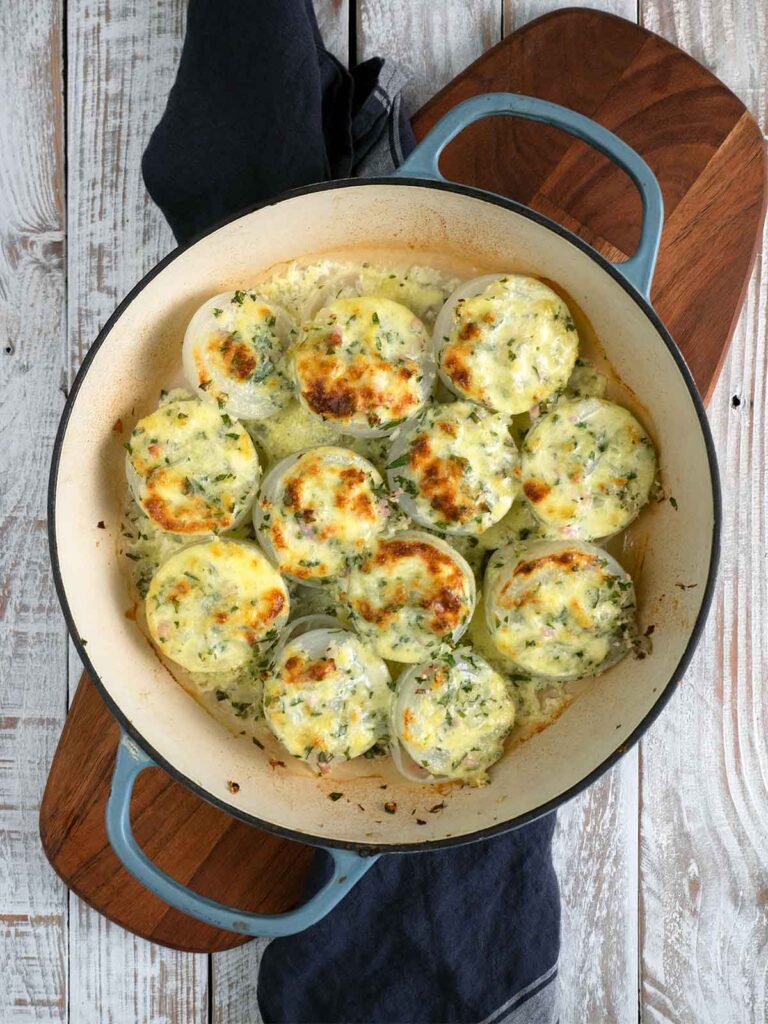 Baked Stuffed Onions with Parmesan Cream