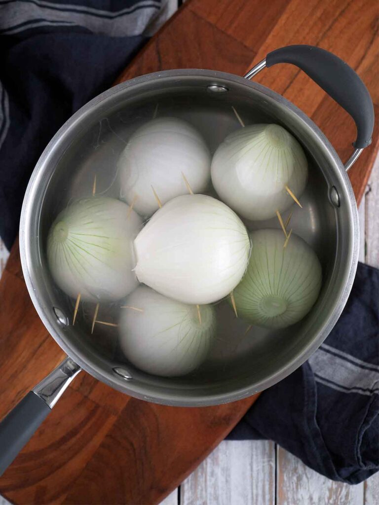 cooking onions in a large pot