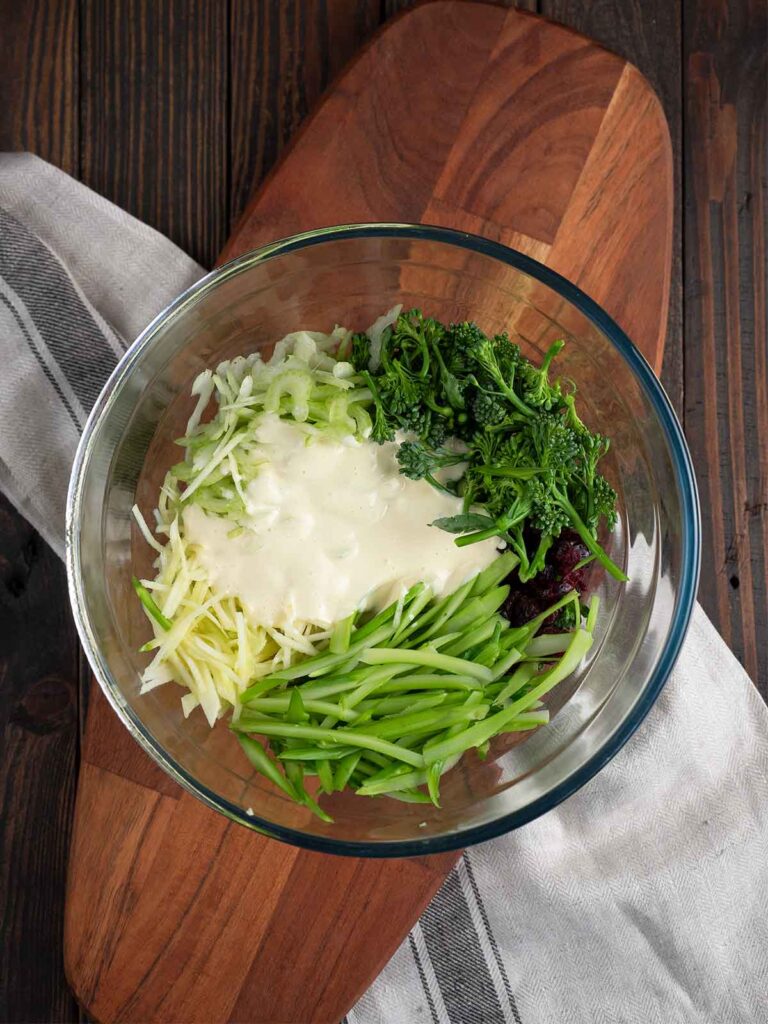 add dressing to the dry ingredients