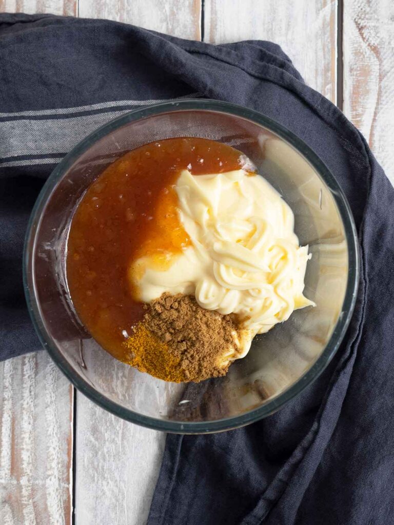dressing ingredients in a glass bowl