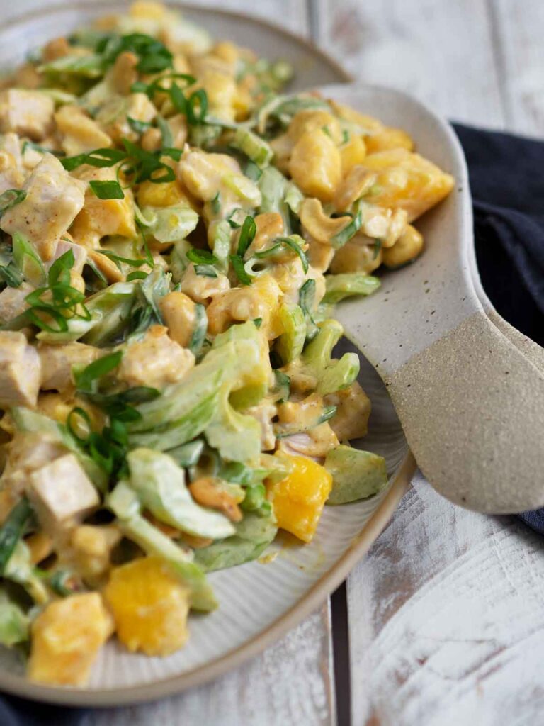 serving curry mango turkey salad