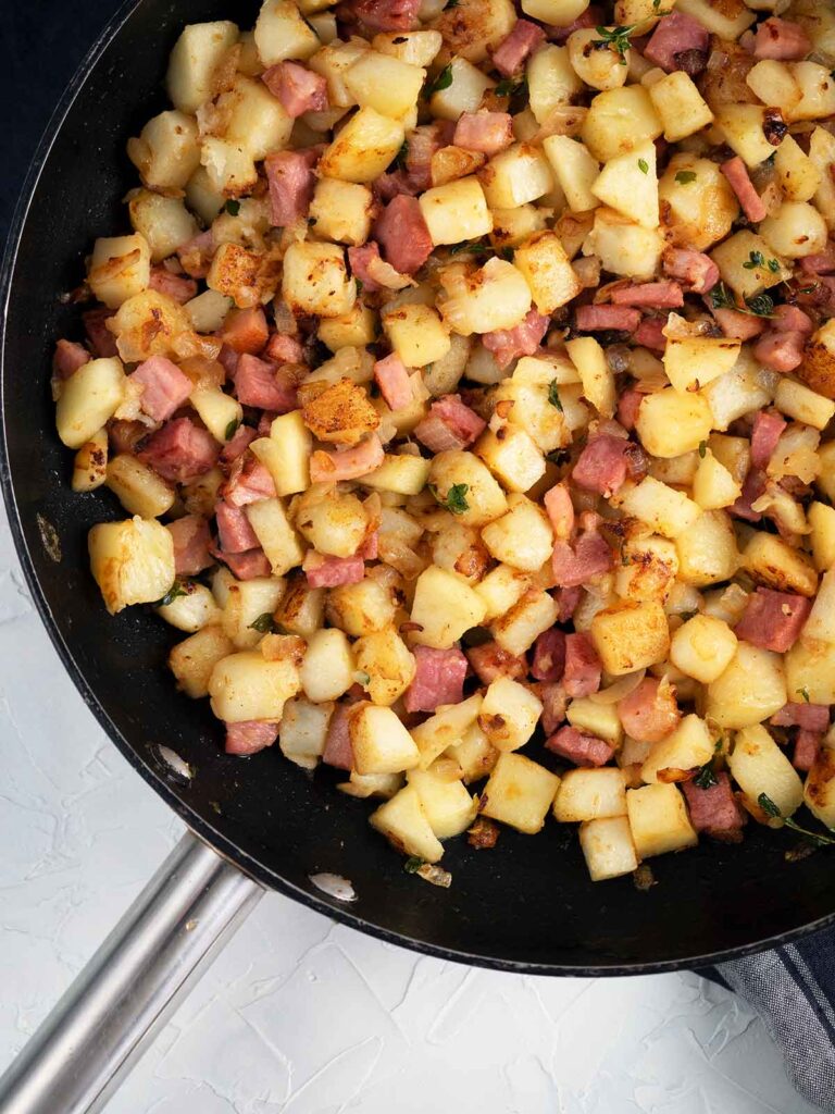 finished recipe in a frying pan